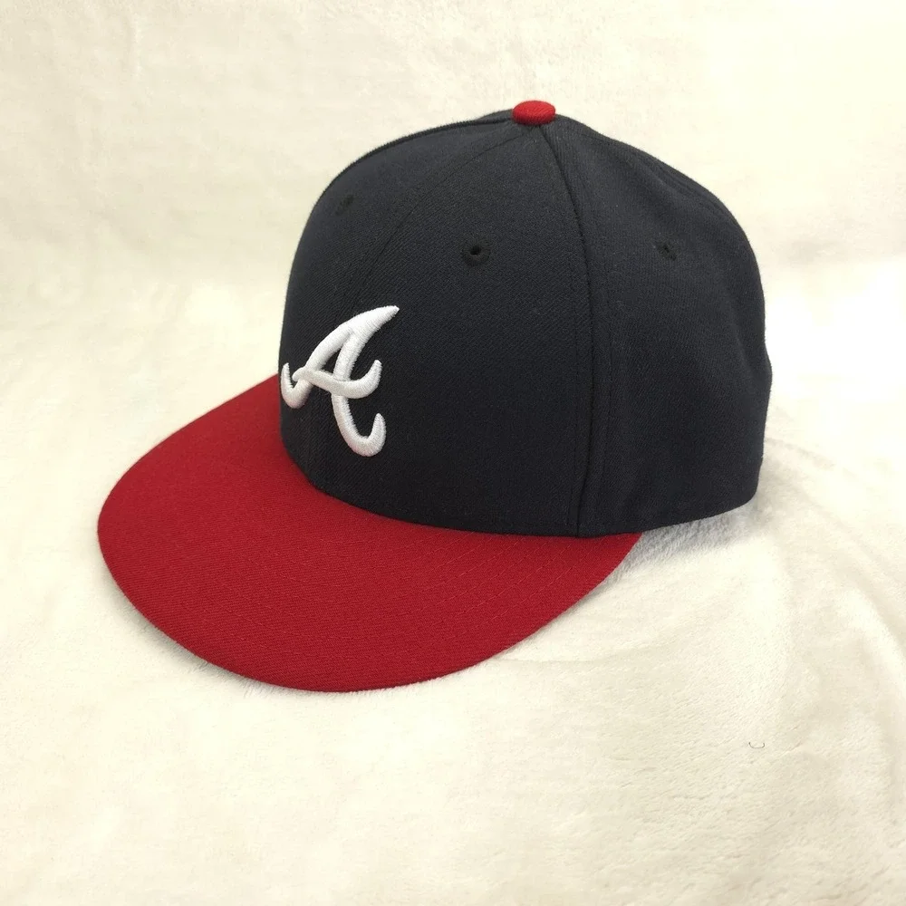 Atlanta Braves Hat Players On‎ Field Cap Fitted Mens 7 1/2 Blue Red MLB Baseball